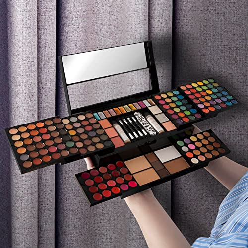 187 Colors Professional Makeup Pallet Set Kit Combination, All In One Makeup Kit For Women Full Kit - Include Eye Shadows/Lip Gloss/Conncealer/Foundations/Blushes/Highlighter/Contour/Eyebrow Powder/Nail File /Mirror,Makeup Gift Set For Women Girls (007-N) #TOP4