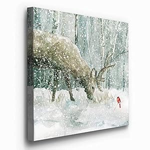 Renditions gallery reindeer and cardinal wall art cute christmas artwork snowy winter forest scenic nature premium gallery wrapped canvas decor ready to hang 32 in h x 32 in w made in america  urban country home decor