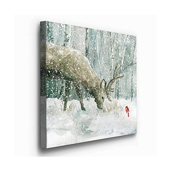Renditions gallery reindeer and cardinal wall art cute christmas artwork snowy winter forest scenic nature premium gallery wrapped canvas decor ready to hang 32 in h x 32 in w made in america  urban country home decor