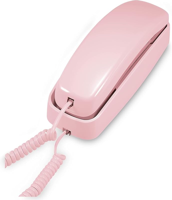 TRIMLINE 210 Corded Home Phone, No AC Power Required, Improved Easy-wall-mount, Lighted Big Button Keypad, 13 SpeedDial Keys, Last Number Redial, Mute, Flash, Volume Control, Princess Phone, PINK