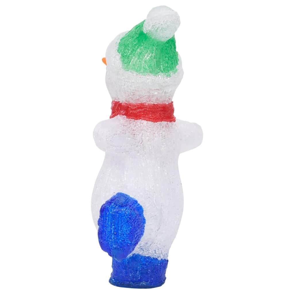 LED-Weihnachtsfigur Schneemann Acryl 30 cm mit 30 LEDs und 8 Lichteffekten, wasserdichtes Batteriefach, Indoor und Outdoor für festliche Weihnachtsbeleuchtung, Garten, Balkon, Fensterdeko