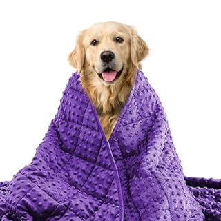 Yescool Purple Weighted Blanket for Dogs, 3 lb Thunder Blankets Shirt for Dogs, 36 x 48 inch Medium Puppy Blanket for 20-45lb, Weighted Pet Blankets for Thunderstorms, Fireworks and Construction Noise