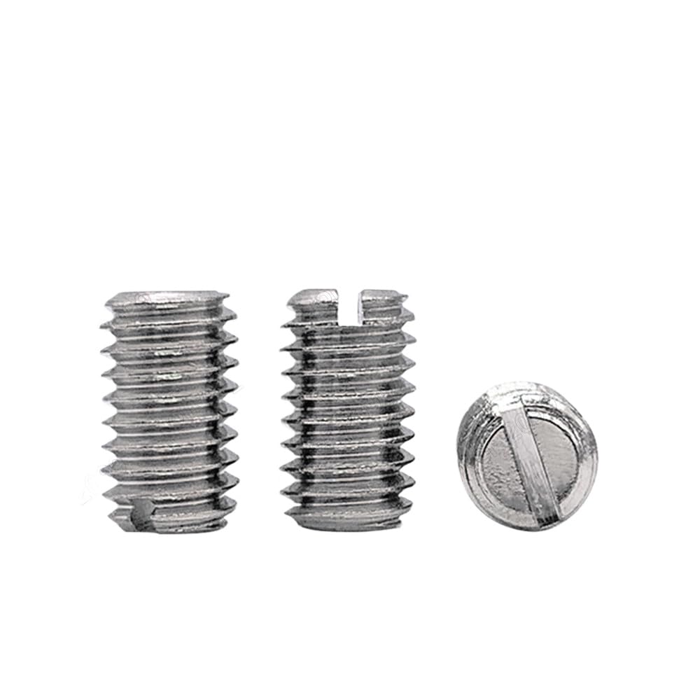 304 Stainless Steel Slotted Set Screws with Flat Point M1.2/M1.4/M1.6/M2.0/M2.5/M3/M4/M5/M6/M8/M10 (M5-0.8 x 12mm, 100pcs)