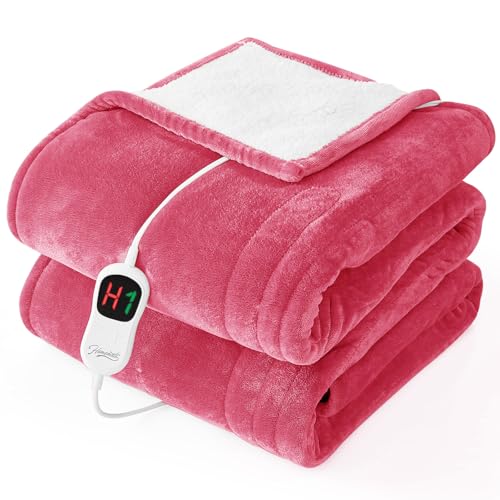 Image of Homemate Electric Heated Blanket Twin - 62 inchx84 inch Heating Bed Blankets Throw with 10 Heating Levels 8 Hours Auto Off Fast Heating Over-Heated Protection Ultra Soft Warm Flannel ETL Certified