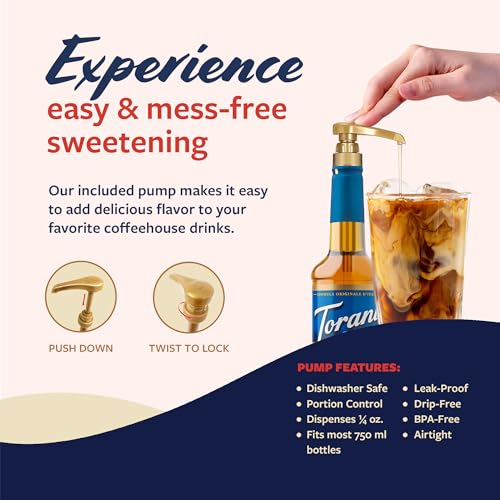 Image of Torani Sugar Free Coffee Syrup, Salted Caramel Flavored Syrup for Drinks, Zero Calorie, Pump Included, 25.4 Fl Oz (Pack of 2)