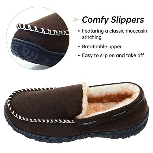 Image of Vonair Mens Moccasin Slippers Indoor Outdoor Slip on Warm House Shoes Breathable Moccasins for Men