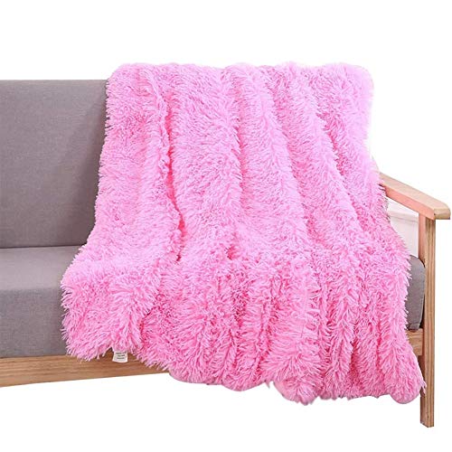 Kuscheldecke - Felldecke Langhaar Decke Microfaser Kunstfell TV Decke Flauschig Klimaanlage Decke,für Couch Bett,Rosa,160 * 200cm