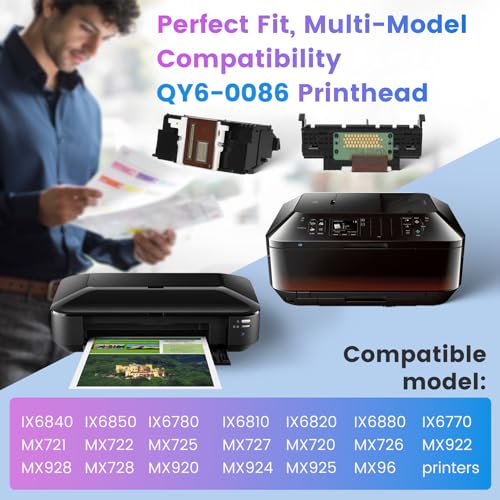 Qy6-0086 Printhead Print Head,Replacement Parts Compatible with Canon MX922 IX6840 IX6850 IX6780 IX6880 IX6770 MX721 MX722 MX725 MX726 MX727 MX720 MX928 MX728 MX920 MX924 MX925 MX96 Printers - Thumbnail 3