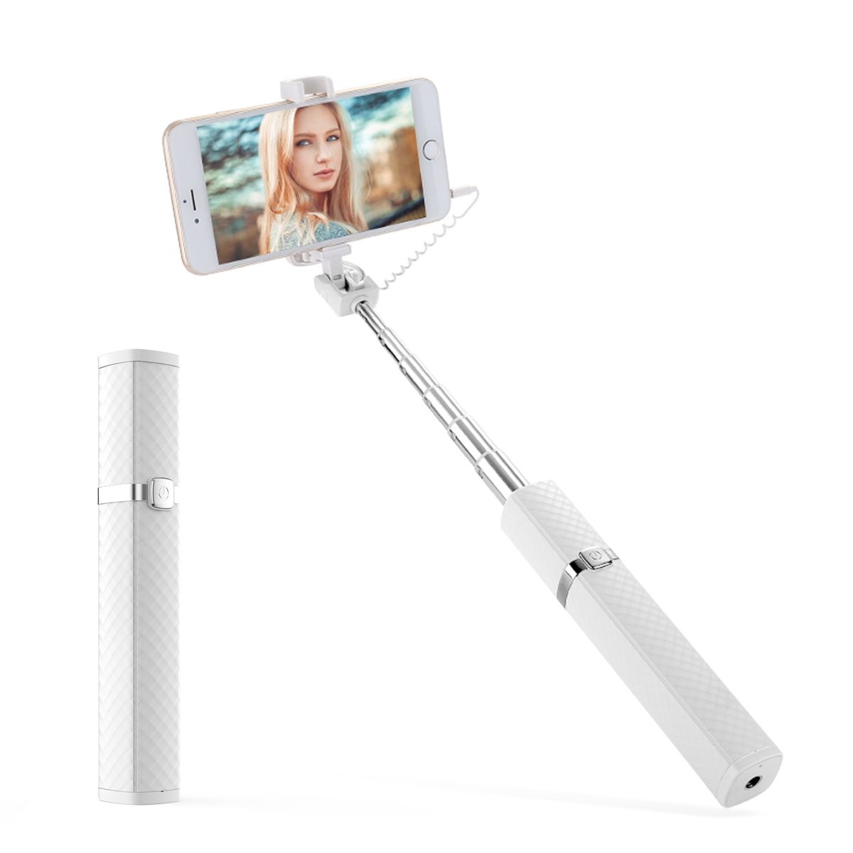 Selfie Stick, SHANHE S3 Wire Countrol and Extendable Selfie Stick, Mini Portable with Smartphones,18CM 130G White