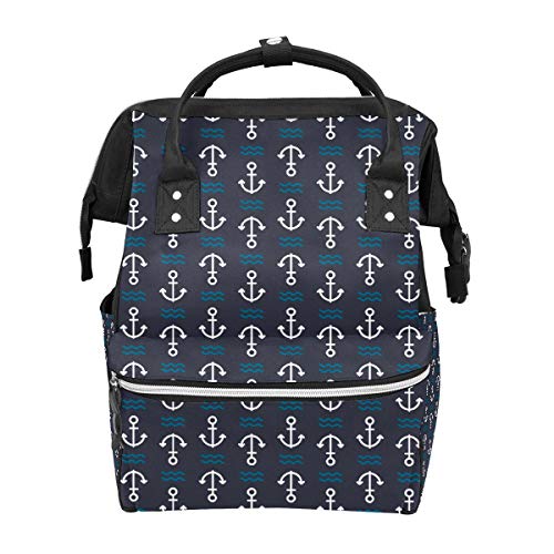Reise-Wickeltasche Anker auf Dunkelblau Multifunktions Babytasche Reiserucksack Funktionelle Schultasche für Damen Herren