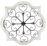 Bellaa 23936 Wall Decor Metal Medallion Flower Fleur De Lis Round Scroll Panel Plaque Wrought Iron W