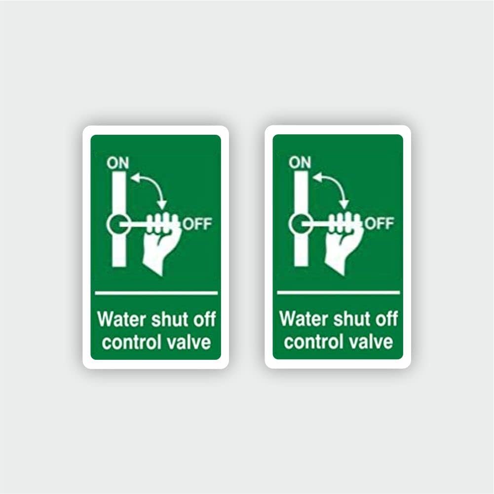 BIRD'S MIND Water Shut Off Control Value Sign Sticker For office Shop School Hospital Clinic Medical Colleges Hostel Signage Sign Sticker (L x H 20 X 10 CM)