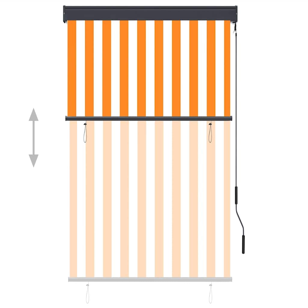 Store Roulant Extérieur 100x250 cm Blanc et Orange