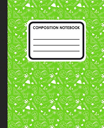 Composition Notebook: Lime Green School Symbols | 110 College Ruled Pages | for Boys, Girls, Kids, Teens, Students, Home School, College Writing | Journal Workbook image 3