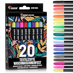 Zenacolor 20 Textilstifte Waschmaschinenfest Expert Series