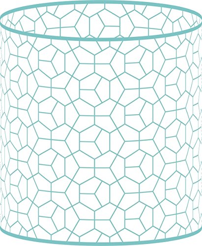 LampPix 10.00 Inch Table Lamp Shade - Modeco Hex Aqua Canvas Desk Lampshade (Uno Fitting)