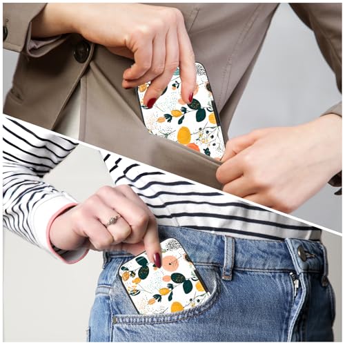 Image of Card Holder Credit Cards Holder for Women RFID wallet women Business Card Holder Wallet Mini Aluminum Card Wallet RFID Blocking Slim Metal Hard Card for Women, Flower Seamless Pattern