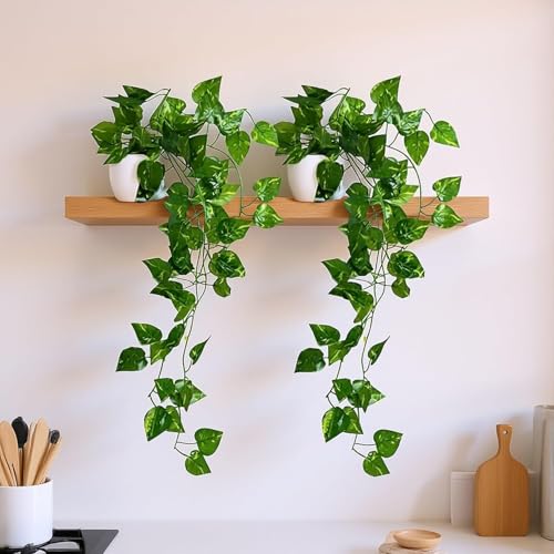 Artificial Hanging Money Plant with Pot (Set of 2) | 45 cm Traili...