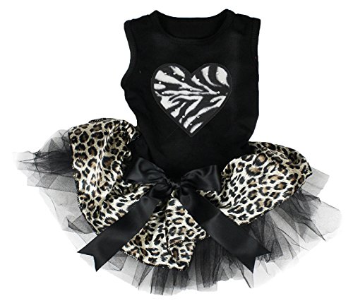 Robe pour chien Zébré Heart chic imprimé léopard noir XS - 2