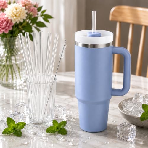 Image of Replacement Straws Compatible with 30 oz Stanley Quencher Tumbler, 10.5 Inch Clear Reusable Straws, Drinking Cup Accessories, 6 Pack