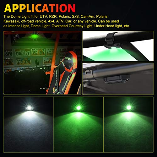 Utv Dome Light, Ychow-Tech Universal Roll Bar Mount Led Light Utv Interior Light Roll Cage Utility Light For Utv Sxs Polaris Rzr Can Am Atv Truck Car Off Road Kawasaki Golf Car - White/Green #TOP5