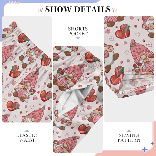 Gnome with Love Heart Boys Long Pants Soft Trousers Elastic Waist Kids Lounge Bottoms with Pockets S-XL4