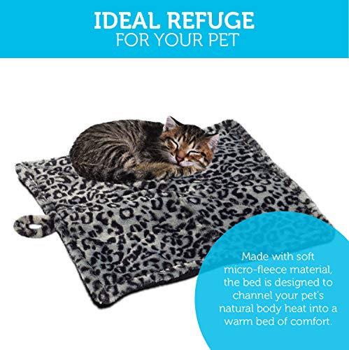 Paws & Pals Thermal Cat Self Warming Bed 20" X 17.5" - Mat For Pets Dog Kittens Puppy - Grey White Black Leopard Print #TOP3