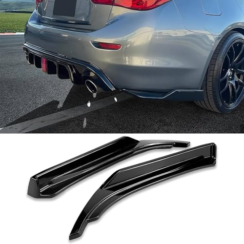 YHoptional Rear Apron for Infiniti Q50 2014-2024 Rear Bumper Lower Lip Splitter Spoiler Canards Pair Valance Panel Q50 Accessories Side Apron Valance Corner Spats (Gloss Black)