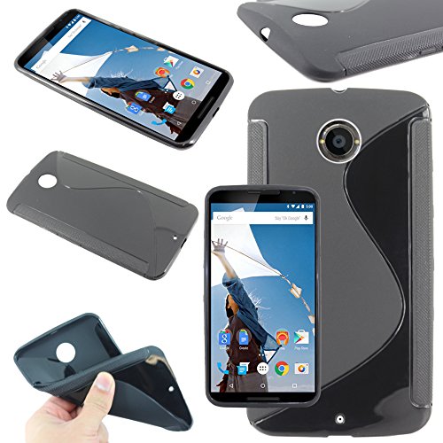 ebestStar - Funda Compatible con Motorola Nexus 6, Nexus X Carcasa Gel Silicona Gel TPU Motivo S-línea, S-Line Case Cover, Negro [Aparato: 82.98 x 159.26 x 10.06mm, 5.96'']