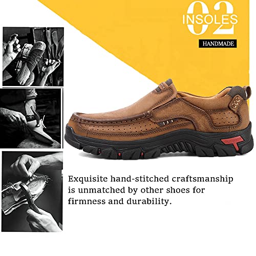 Venshine Mens Walking Shoes Leather Lightweight Breathable Casual Slip On Loafers… Brown #TOP4