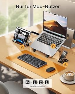 ProtoArc Beleuchtet Kompakte Kabellose Tastatur für Mac, K90-A Bluetooth QWERTZ Funk Tastatur, Mehrgeräte-Gerät, Aufladbar, Leise Wireless Keyboard Kompatibel mit MacBook Pro/Air, iPad, iPhone