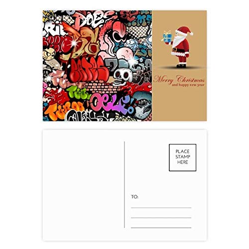 Cartes postales colorées avec illustration graffiti street et motif tête de mort lot de 20