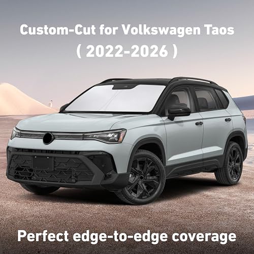 Image of EcoNour Windshield Sunshade Compatible for Volkswagen VW Taos 2022-2024 2025 2026, Sun Visor for Front Windshield & Window Sun Shade Cover, UV Heat Blocker & Protector, Car Accessories