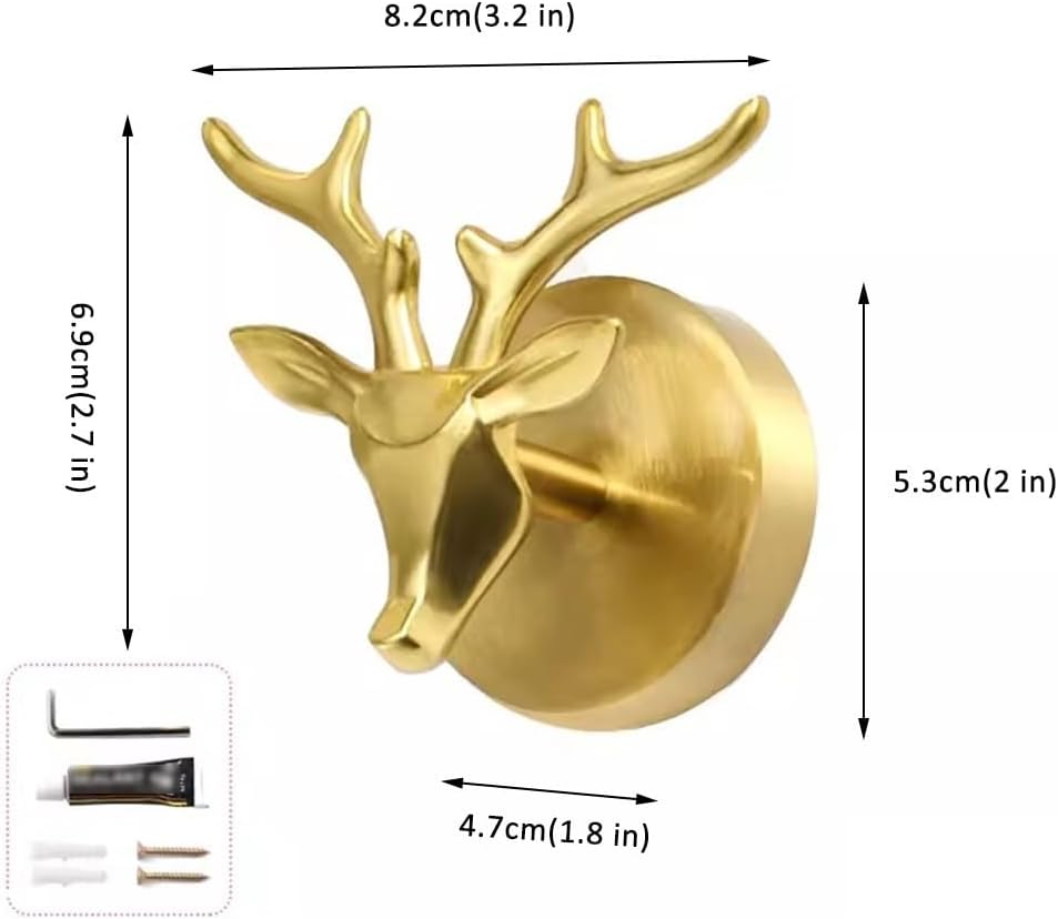 Wall Mounted Curtain Hooks,Brass Curtain Hooks,Set of 2 Bull Head Brass Coat Hooks,Heavy Duty Coat and Hat Hook, Wall Mounted Hooks for Coat, Scarf, Bag, Towel, Key, Cap