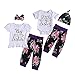 Produktbild Baby Mädchen Schwester passende Familie Kleidung Kurzarm Strampler + Floral Pants + Stirnband Outfits Set (2-3 Jahre, Big Sister)