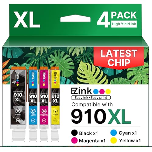 E-Z Ink 910XL Ink Cartridges for HP Printers Replacement for HP 910XL Ink Cartridges Combo Pack 910XL Black and Color Combo Pack Use with OfficeJet 8010 8015 8018 8022 Pro 8025 8020 Printers
