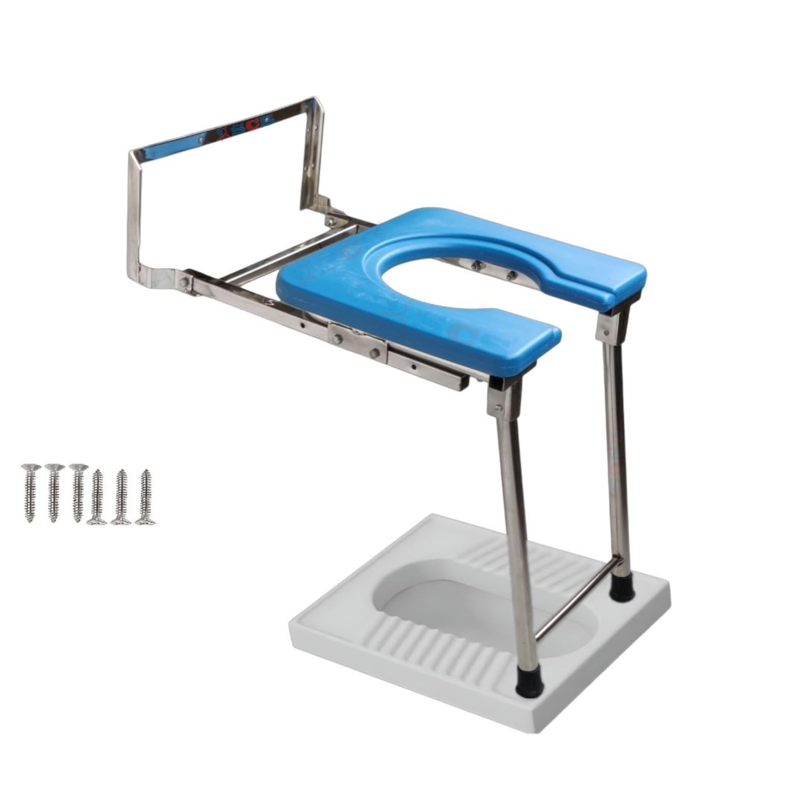 SCS ® Stainless Steel Foldable Wall Mounted Commode Chair Stool for Shower, Bathing, and Indian Toilets Ideal for Elderly, Disabled, and Pregnant Women (Weight Capacity-130kg)-image-49