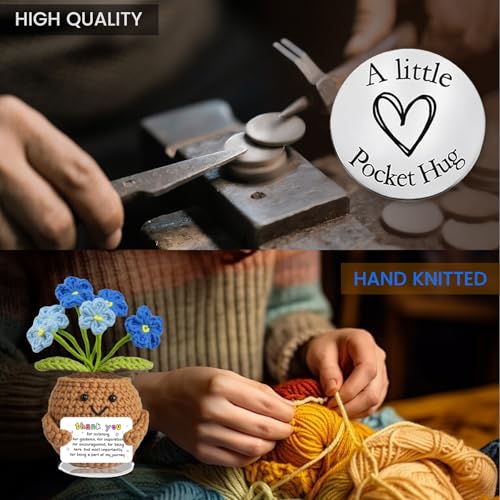 IrisCargo Pocket-Hug Glücksbringer Geschenk, Gestrickte Blumenpuppe, Dankeschön Geschenke,Emotional Support-Talisman, Positive Kartoffel Glücksbringer für Freunde, Kollegen und Familie