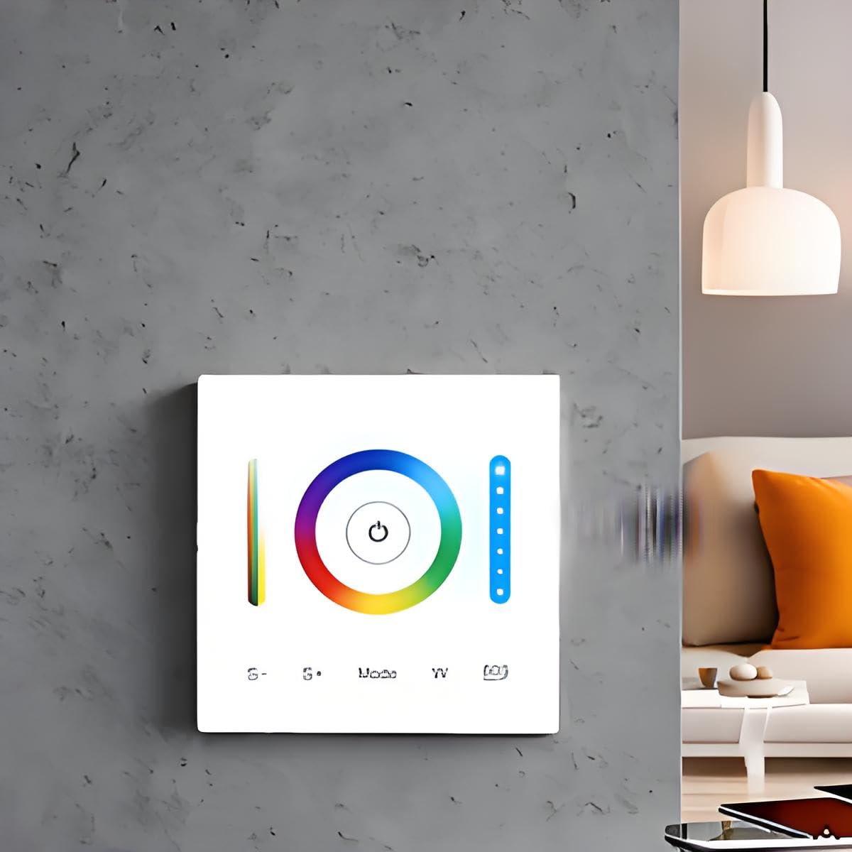 LED Controller, Smart Dimmer Light Switch, LED Controller, RGB/RGBW/RGB+CCT Smart Dimmer Switch with 12 Modes and Auto-Off Timer for Wall-Mounted Lighting Control
