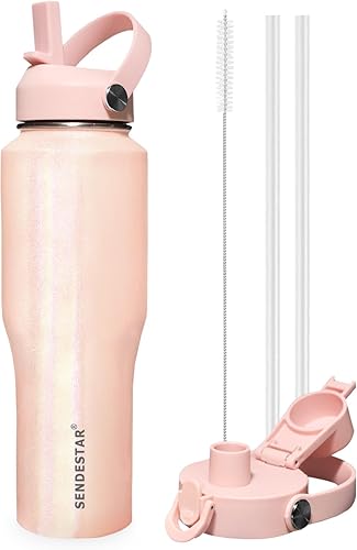 Miniatura 31 de SENDESTAR Botella de agua de acero inoxidable de 40 onzas (fría durante 48 horas, caliente durante 24 horas), botella aislada al vacío de doble Gris