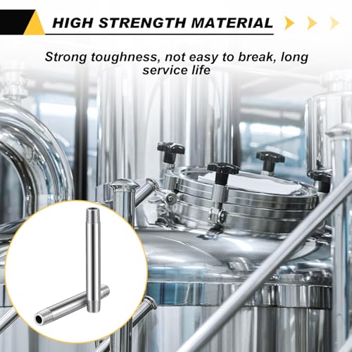 Image of 4 Pcs 304 Stainless Steel Pipe Fittings 1 /4 inch NPT x 1 /4 inch NPT Male Threaded 4 inch Length Nipple Cast Pipe Fittings for Oil Air Fuel
