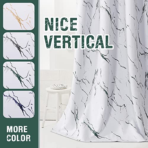 H.versailtex 100% Blackout Curtains 84 Inch Length 2 Panels Set Marble Designs Printed Drapes Thermal Curtains For Bedroom With Black Liner Sound Proof Curtains, Antique Green #TOP7