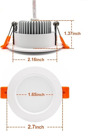 Miniatura 8 de YGS-Tech Iluminación empotrable LED de 2 pulgadas, regulable, 3 W (equivalente a halógeno de 35 W), luz blanca diurna de 5000 K, CRI80, borde negro,