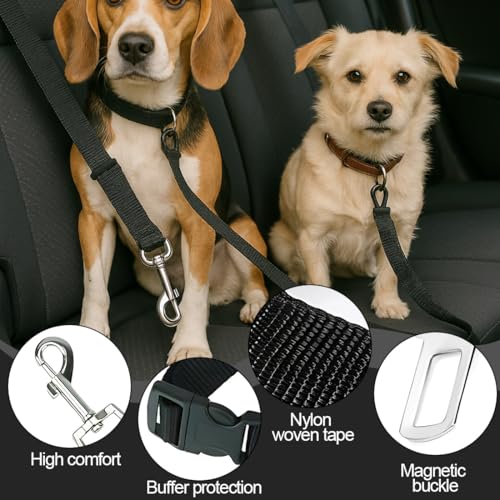 KYLOS 2er Set Hundesicherheitsgurt für Auto, Verstellbarer Sicherheitsgurt für Hunde & Katzen, Universal Anschnallgurt für alle Fahrzeugtypen, Schwarz