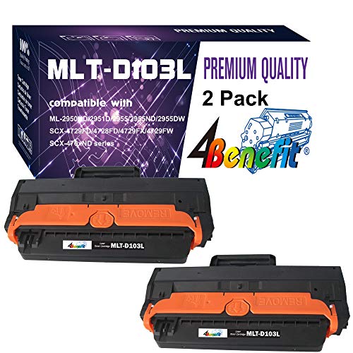 4Benefit Compatible Toner Cartridge Replacement For Samsung Mlt-D103S Mlt-D103L Ml-2955Dw Ml-2955Nd Scx-4729Fd Scx-4729Fw ( Black , 2 Pk ) #TOP6