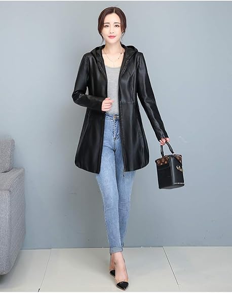 Amazon | KanshaMingma ライダースジャケット レディース レザージャケット フード付き ラムレザー 本革 大きいサイズ 革ジャケット 革ジャン 皮ジャン ラム革コート アウター かっこいい バイカー ブルゾン ラムジャケット (ブラックコットン有 | コート・ジャケット 通販