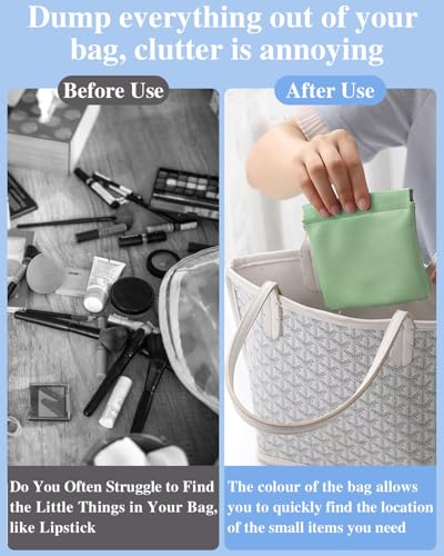 4 Pcs Small Pocket Cosmetic Bag for Purse, Mini Waterproof Lambskin Portable Makeup Bag, Pretty Cute Coin Pouches Lipstick Storage Organizer for Cosmetics Headphones Jewelry4