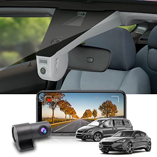Fitcamx Dashcam posteriore auto compatibile con sedile Alhambra 711 2016-2021, fotocamera auto compatibile con Leon 5F 2013-2020, OEM 4k 2160P + 1080P WiFi, G-sensore, vista notturna, scheda 128 GB