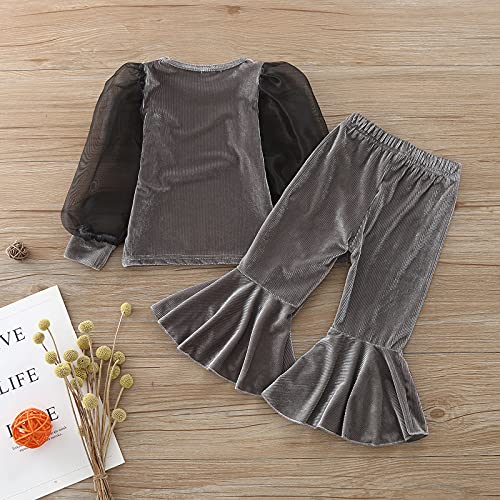 Fantasia para meninas, infantil, infantil, casual, manga comprida, lisa, calça rodada, roupa de inve