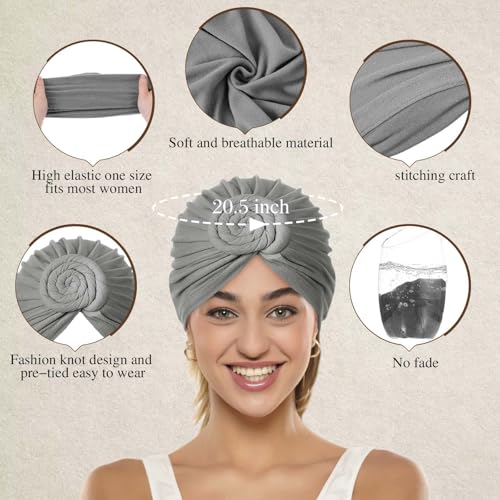 Image of SATINIOR 6 Pcs Turbans for Women | Pre Tied Head Wraps for Women Chemo, Soft Stretch African Turban, Cancer Hair Loss Coverage, Fashion Headwear